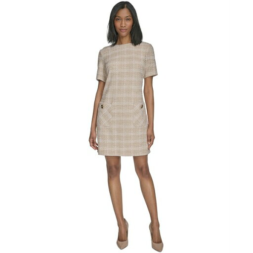 ホルストンヘリテイジ レディース ワンピース トップス Women's Patch-Pocket Short-Sleeve Tweed Shift Dress Stone Multi ホルストンヘリテイジ レディース ワンピース トップス Women's Patch-Pocket Short-Sleeve Tweed Shift Dress Stone Multi