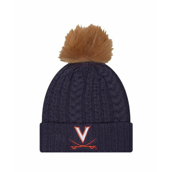 ニューエラ レディース 帽子 アクセサリー Women's Navy Virginia Cavaliers LuxuryCuffed Knit Hat with Pom Navy