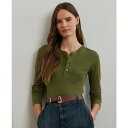 ラルフローレン レディース カットソー トップス Women's Stretch Cotton Henley Top Olive Grove(4)