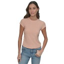 ダナキャランニューヨーク レディース Tシャツ トップス Women's Ribbed Cap-Sleeve T-Shirt Trd - Tropcl Peac...