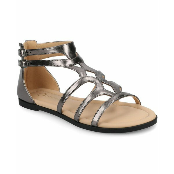 ジャーニーコレクション レディース サンダル シューズ Women's Genneva Zipper Flat Sandals Pewter