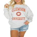 ゲームデイ レディース カットソー トップス Women's Steel Clemson Tigers Good Vibes Premium Fleece Drop Shoulder Pullover Sweatshirt Steel