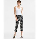ジェイエムコレクション レディース カジュアルパンツ ボトムス Petite Printed Pull-On Capri Pants, Exclusively at Macy's Deep Black