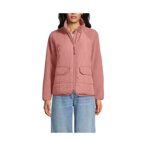ランズエンド レディース ジャケット&ブルゾン アウター Women's Mixed Media High Pile Fleece Jacket Dark rose clay ランズエンド レディース ジャケット&ブルゾン アウター Women's Mixed Media High Pile Fleece Jacket Dark rose clay