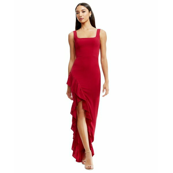 ドレスザポプレーション レディース ワンピース トップス Women's Charlene Ruffled High-Low Gown Garnet