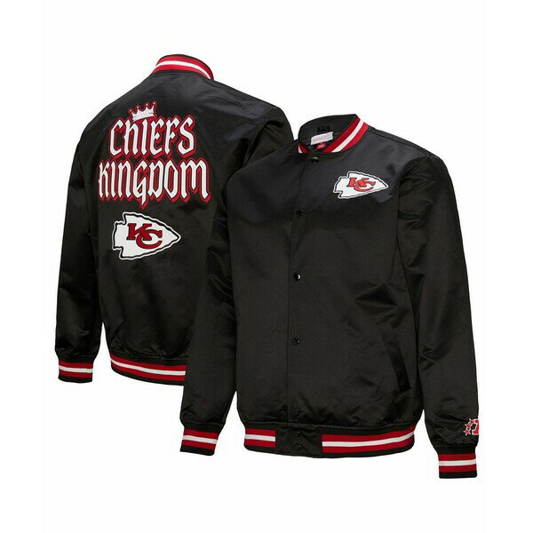ミッチェル&ネス メンズ ジャケット＆ブルゾン アウター Men's Black Kansas City Chiefs Double Down Satin Full-Snap Jacket Black