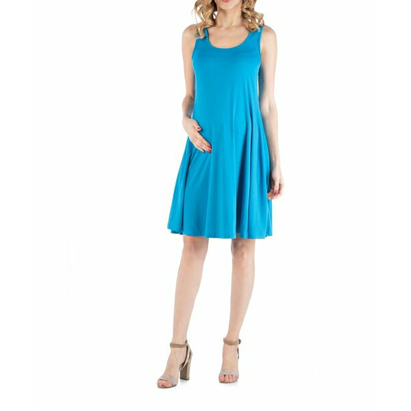 24セブンコンフォート レディース ワンピース トップス A Line Slim Fit and Flare Maternity Dress Turquoise
