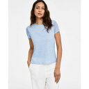 バースリー レディース カットソー トップス Women's Printed Mesh Crewneck Top, Exclusively at Macy's Chateau Blue/bar White(4)