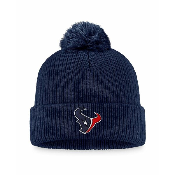 ファナティクス レディース 帽子 アクセサリー Women's Navy Houston Texans Logo Cuffed Knit Hat with Pom Navy