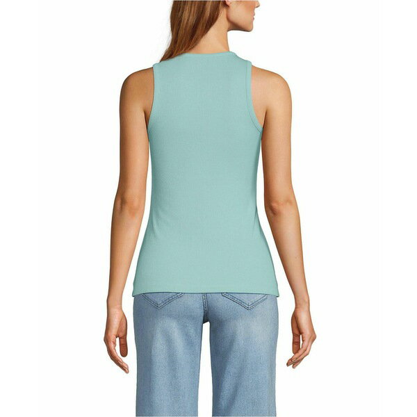 ランズエンド レディース カットソー トップス Women's Drapey Rib Fitted Tank Top Misty aqua