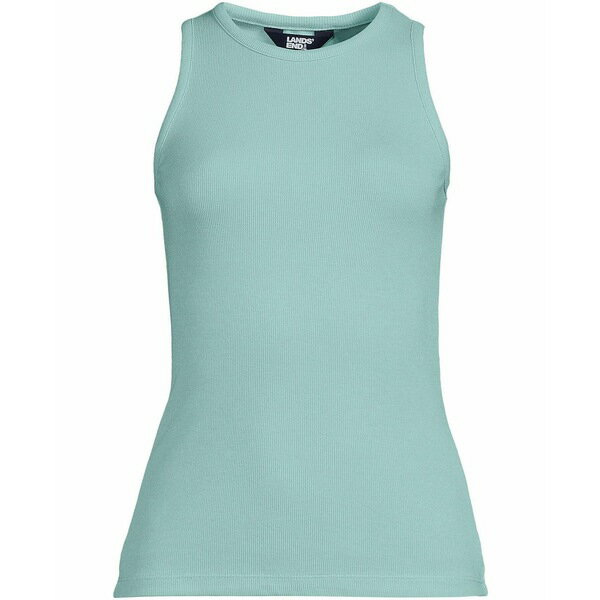 ランズエンド レディース カットソー トップス Women's Drapey Rib Fitted Tank Top Misty aqua