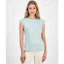 アンクライン レディース カットソー トップス Women's Pleated Cap-Sleeve Top Soft Aloe