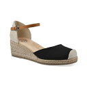 ホワイトマウンテン レディース サンダル シューズ Women's Maintain Espadrille Wedge Sandals Black Fabric