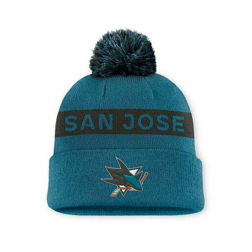 ファナティクス レディース 帽子 アクセサリー Women's Teal/Black San Jose Sharks Authentic Pro Rink Cuffed Knit Hat with Pom Teal, Black ファナティクス レディース 帽子 アクセサリー Women's Teal/Black San Jose Sharks Authentic Pro Rink Cuffed Knit Hat with Pom Teal, Black