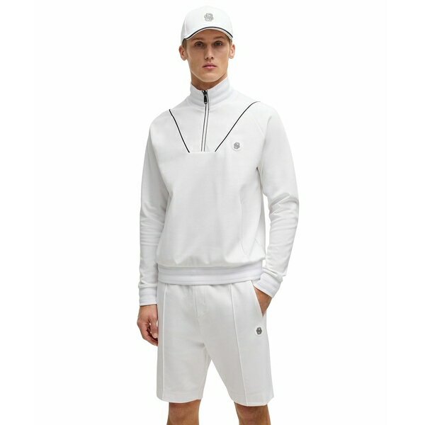 ҥ塼ܥ  ѡåȥ  Men's Double B Monogram Zip-Neck Sweatshirt White