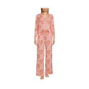 ランズエンド レディース カットソー トップス Women's Cooling 2 Piece Pajama Set - Long Sleeve Top and Pants Sunset coral snowdrop floral