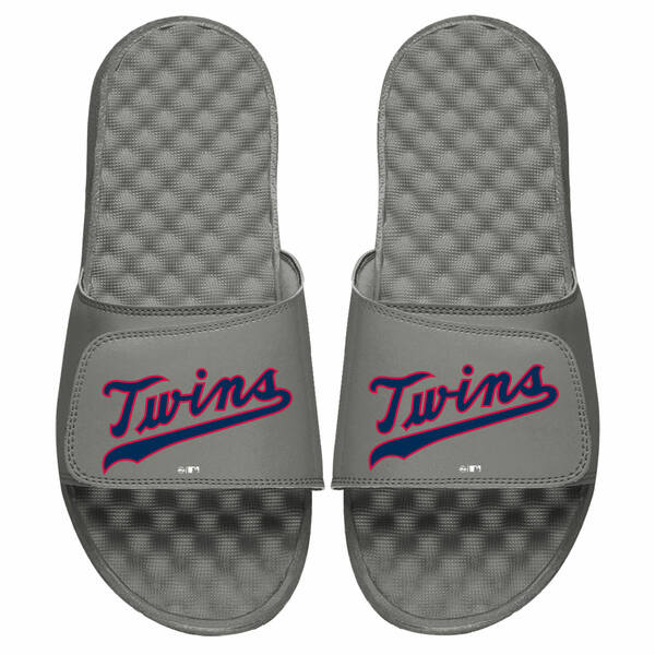 アイスライド メンズ サンダル シューズ Minnesota Twins ISlide Cooperstown Wordmark Logo Slide Sandals Gray
