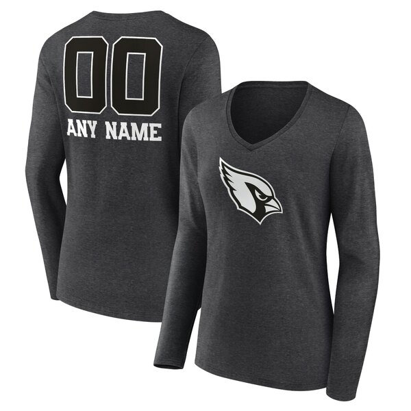 ファナティクス レディース Tシャツ トップス Arizona Cardinals Women's Personalized Name & Number Monochrome Vneck TShirt Charcoal