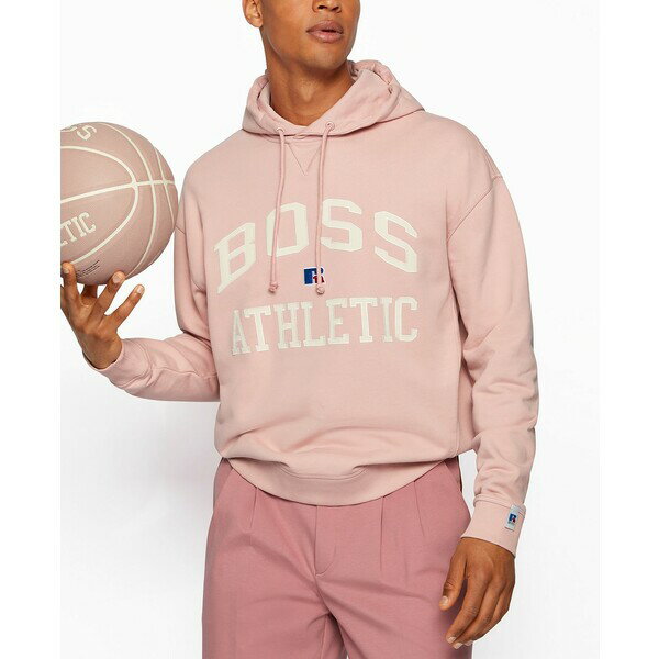 ヒューゴボス メンズ パーカー・スウェットシャツ アウター BOSS x Russell Athletic Unisex Relaxed-Fit Hoodie Light/Pastel Pink
