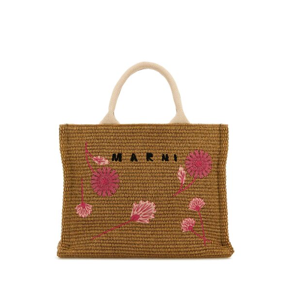 マルニ レディース トートバッグ バッグ Biscuit Raffia Small Shopping Bag Z0R42