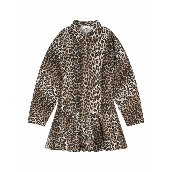 ガニー レディース ワンピース トップス Leopard-print mini dress Brown