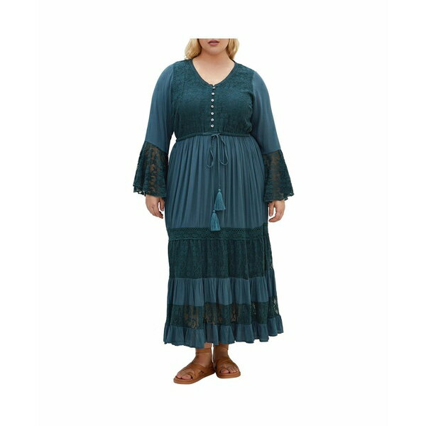 シティーシック レディース ワンピース トップス Plus Size Tisha Lace Maxi Dress Aegean