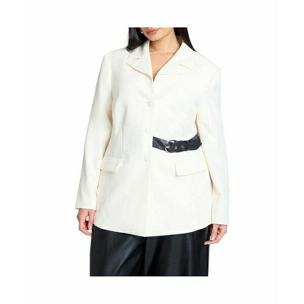 エロクイ レディース ジャケット&ブルゾン アウター Women's Plus Size Belt Detail Blazer Eggnog