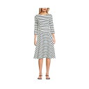 ランズエンド レディース ワンピース トップス Women's Starfish 3/4 Sleeve Dress Ivory/deep sea breton stripe