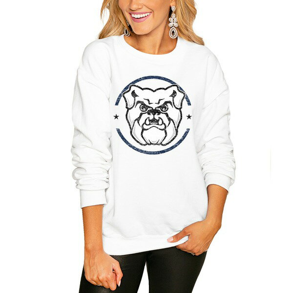 ゲームデイ レディース パーカー・スウェットシャツ アウター Butler Bulldogs Women's End Zone Pullover Sweatshirt White