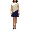 ロンドンタイムス レディース ワンピース トップス Women's Colorblock Short-Sleeve Shift Dress Stone/navy