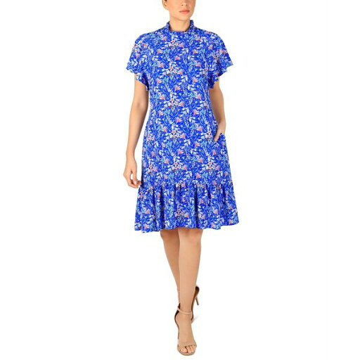 ジュリア ジョーダン レディース ワンピース トップス Women's Floral-Print Mock-Neck Ruffle Dress Cobalt Multi ジュリア ジョーダン レディース ワンピース トップス Women's Floral-Print Mock-Neck Ruffle Dress Cobalt Multi