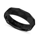 トライトン レディース リング アクセサリー Men's Faceted Brush Finish Wedding Band in Titanium Black