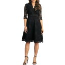 キヨナ レディース ワンピース トップス Women's Mademoiselle Lace Cocktail Dress with Sleeves Onyx