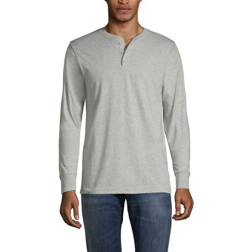 ランズエンド メンズ Tシャツ トップス Men's Tall Super-T Long Sleeve Henley T-Shirt Gray heather ランズエンド メンズ Tシャツ トップス Men's Tall Super-T Long Sleeve Henley T-Shirt Gray heather