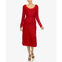 ホワイトマーク レディース ワンピース トップス Women's Scoop Neck Fit and Flare Sweater Dress Red