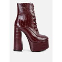 ロンンドンラグ レディース ブーツ シューズ magdalene croc high heel platform boots Burgundy