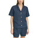 マークニューヨーク レディース シャツ トップス Women's Short-Sleeve Washed Button-Front Camp Shirt Ink