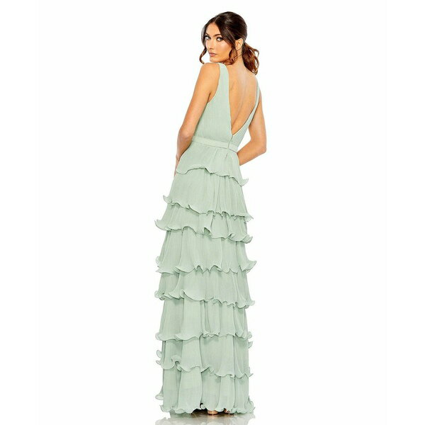 マックダガル レディース ワンピース トップス Women's Ieena Sleeveless Ruffle Tiered V Neck Gown Sage