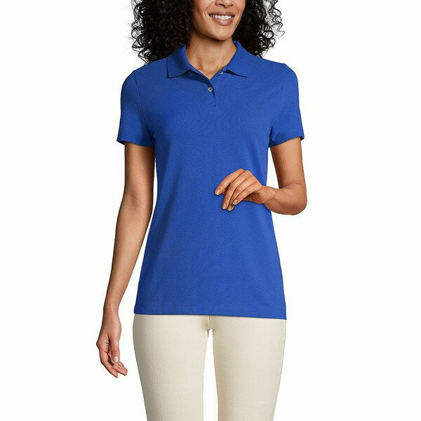 ランズエンド レディース カットソー トップス Women's Short Sleeve Basic Mesh Polo Shirt Dark cobalt blue