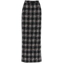 アレッサンドラ・リッチ レディース スカート ボトムス Maxi Skirt In Boucle' Fabric With Check Motif BLACK/WHITE