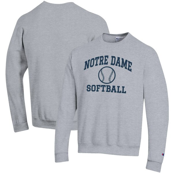 楽天astyチャンピオン メンズ パーカー・スウェットシャツ アウター Notre Dame Fighting Irish Champion Softball Icon Crewneck Pullover Sweatshirt Gray