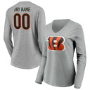 t@ieBNX fB[X TVc gbvX Cincinnati Bengals Fanatics Branded Women's Team Authentic Custom Long Sleeve VNeck TShirt Gray