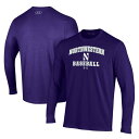 アンダーアーマー メンズ Tシャツ トップス Northwestern Wildcats Under Armour Baseball Performance Long Sleeve TShirt Purple