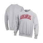 チャンピオン レディース パーカー・スウェットシャツ アウター Men's Heathered Gray Arkansas Razorbacks Arch Reverse Weave Pullover Sweatshirt Heathered Gray