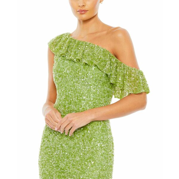 マックダガル レディース ワンピース トップス Women's Sequined Drop Shoulder Trumpet Gown Key lime