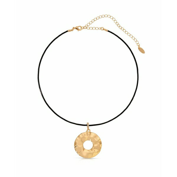 GeBJ fB[X lbNXE`[J[Ey_ggbv ANZT[ Statement 18k Gold Plated Hammered Circle Cord Necklace Black