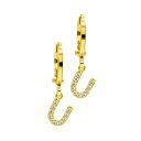 AhjA fB[X sAXCO ANZT[ 14K Gold-Plated Initial Pave Huggie Hoop Earrings Gold- U