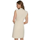 ダナ キャラン ニューヨーク レディース ワンピース トップス Women's Notched Collar Hardware Trim Sleeveless Sheath Dress Elegant Beige