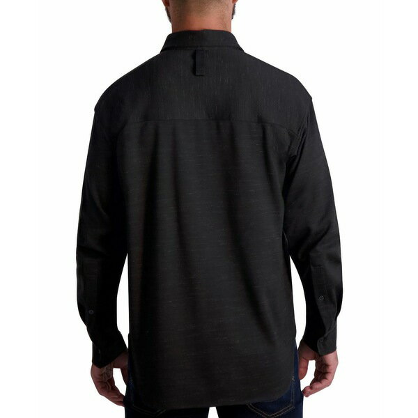 楽天astyカールラガーフェルド メンズ シャツ トップス Karl Lagerfeld Men's Marled Ponte Long Sleeve with Oversized Pocket Shirt Black