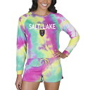 コンセプトスポーツ レディース Tシャツ トップス Real Salt Lake Concepts Sport Women's Velodrome Tie Dye Long Sleeve Top & Shorts Set